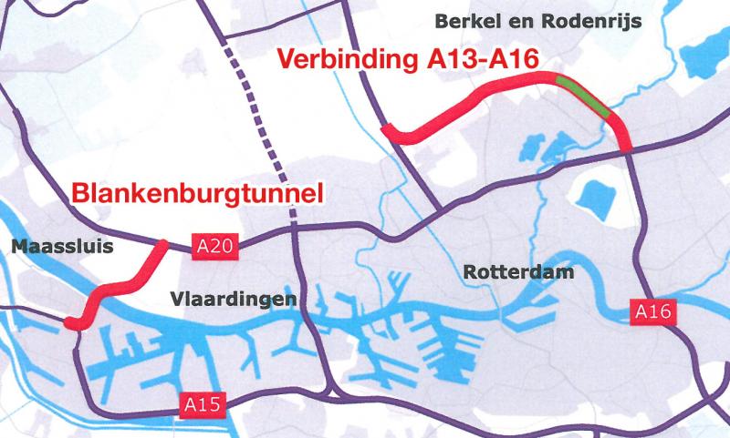 Ontwerp tracébesluiten Blankenburgtunnel en A13/A16 ter inzage
